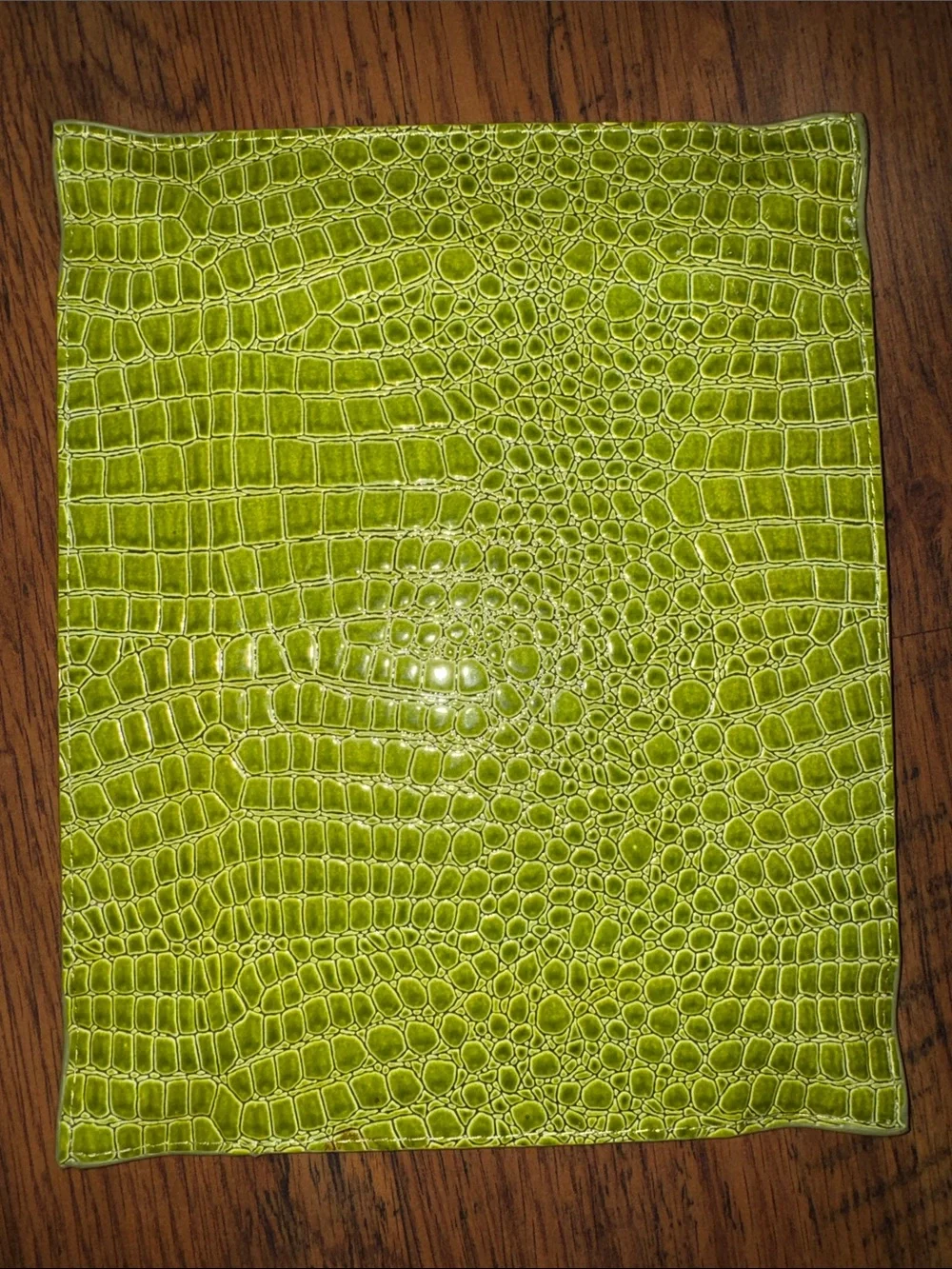 Women's Olive Green Croc-Embossed Valet Trinkets Holder C1.RBk.M